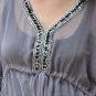 3027 Grey Chiffon Caftan Kaftan Kimono Tunic Cover-ups Top XL