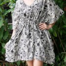 V01 Cotton Floral Caftan Kaftan Kimono Tunic Cover-ups Dress Top Blouse M L XL