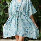 V02 Cotton Floral Caftan Kaftan Kimono Tunic Cover-ups Dress Top Blouse M L XL