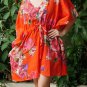 V05 Cotton Floral Caftan Kaftan Kimono Tunic Cover-ups Dress Top Blouse M L XL