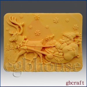2D Soap Silicone Mold &acirc;�� Santa with Sleigh