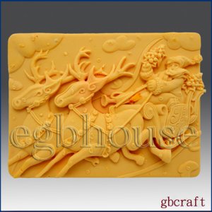 2D Soap Silicone Mold &acirc;�� Rudolph Pulling Santa in Sleigh