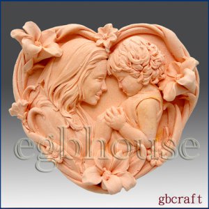 2D Silicone Soap Mold - Mother & Child in Heart