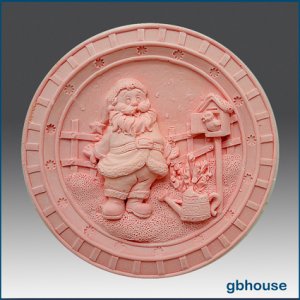 2D Silicone Soap Mold &acirc;�� Santa in the Garden