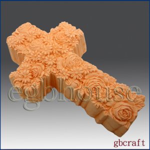2D Silicone Soap Mold &acirc;�� Ornamental Rose Cross