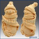 3D Silicone Candle Mold-Smiling Snowman in Cozy Cap