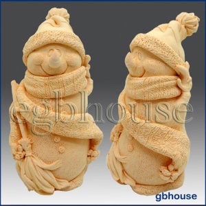 3D Silicone Candle Mold-Smiling Snowman in Cozy Cap