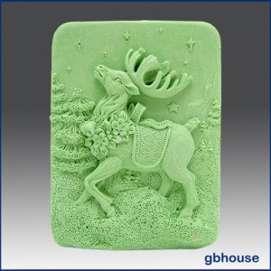 2 D Silicone Soap Mold &acirc;�� Prancer the Reindeer
