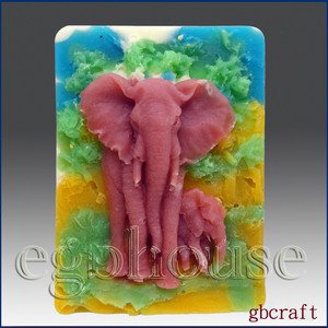 2D Silicone Soap Mold  - Fascinating Elephants