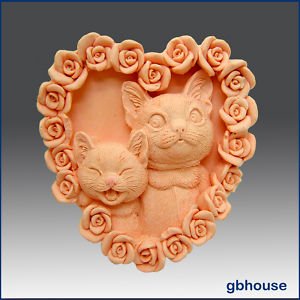 Silicone Soap Mold &acirc;�� Kitty Kat Heart