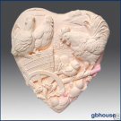 Silicone Soap Mold - Country Chickens on Farmyard Heart