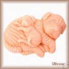 SharPei Dogs - Mama & puppy - Silicone Soap Mold