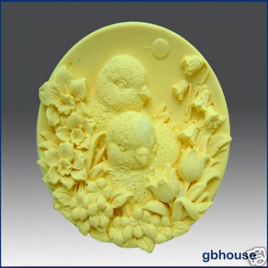 Baby Chicks with Flowers &acirc;�� Silicone Soap Mold