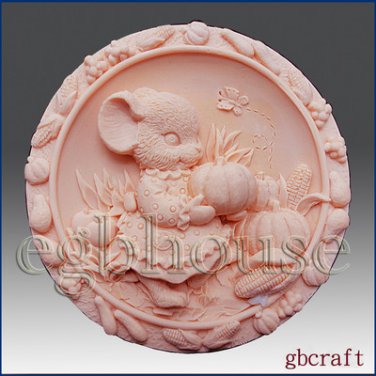2D Silicone Soap Mold-Country Pumpkin Mouse - Free Shipping