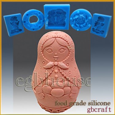 3D Silicone Soap/sugar craft/fondant/choc Mold -  Russian Nesting Doll with eggs