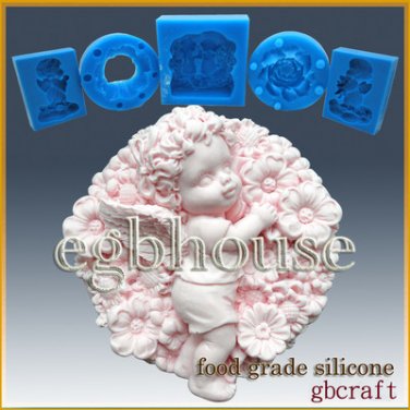 2D Silicone Soap/sugar/fondant/chocolate Mold-Fairy Flora in her blooming garden