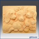Silicone Soap Mold - Trio of Puppies - Bar