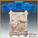 2D Silicone sugar/fondant/chocolate Mold - Butterfly and Lily in Bamboo Frame