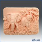 Enchanting Elephants -Detail of high relief sculpture - Soap silicone mold