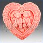 2D silicone Soap/polymer/clay/cold porcelain mold - Twin bears