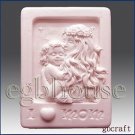 Mother holding her child in moonlight -Detail of high relief sculpture-Soap mold