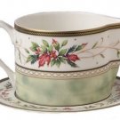 FItz & Floyd Winter Holiday gravy boat and stand NEW!