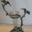 WROUGHT IRON HUMMINGBIRDS VASE UNUSUAL BEAUTIFUL NEW