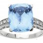 14K white gold 7 ct Swiss Topaz & Diamond Ring NEW