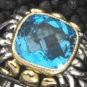 Designer Gold & Sterling Ring 6 ct. Blue Topaz 18K New