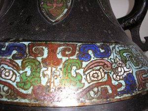 Antique Large Heavy Bronze CHAMPLEVE CLOISONNE 36.2 LBS