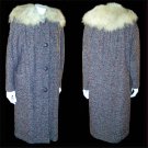 vintage 1950s coat Irish wool tweed with fox fur collar Medium