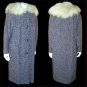 vintage 1950s coat Irish wool tweed with fox fur collar Medium