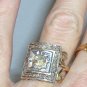 Antique 18k diamond ring Victorian mine cut 1 carat diamond, solid yellow gold