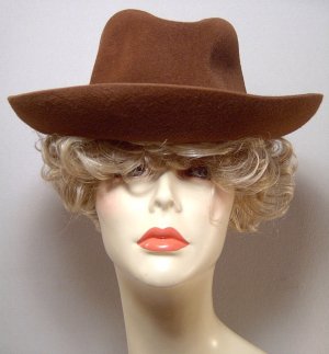 Borsalino felt fedora hat 7 Brown fur felt 22" SEXY