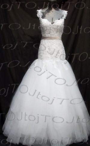 Cap sleeves sweet heart mermaid wedding gown-Har55