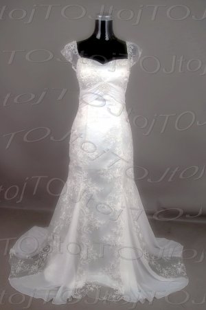 Cap sleeves sweet heart mermaid wedding gown-CWWG400