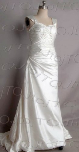 Cap sleeves sweet heart A-line wedding gown-DWG0898