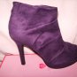 Purple faux suede peep toe ankle boots