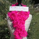 ❤ HOT PINK Ruffle Ruffled Handmade Infinity Tie Necklace SCARF ❤ 100% Soft Acrylic Mesh Yarn