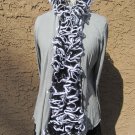 ❤ Handmade BLACK & WHITE Ruffled RUFFLE SCARF spiral net yarn boa necklace ❤