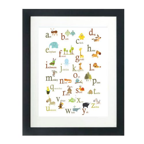 Animal ABC Poster print -11 X 14- baby room wall decor