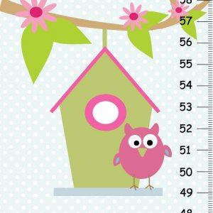 Canvas Owl Height Chart - nursery wall hanging- Girls room decor