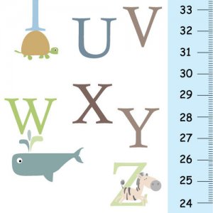 Personalized Children Canvas ABC Blue Growth Charts - Baby room wall art