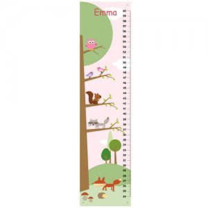 Personalized Canvas Girls Growth Charts- Woodland friends