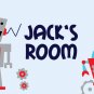 Personalized Kids Robots Door Sign Plaque, Nursery Wall Hanging