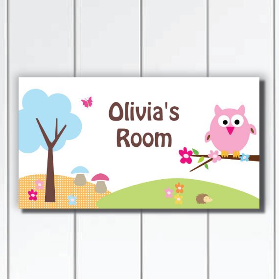 Personalized Girls Door Sign, Nursery Owl Plaque