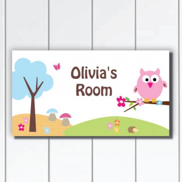 Personalized Girls Door Sign, Nursery Owl Plaque