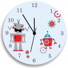 Robot Wooden WALL CLOCK for Boys Bedroom