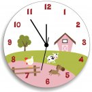 Farm Animal Wooden WALL CLOCK for Girls Bedroom