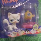 Littlest Pet Shop White KITTY Cat GOLD FISH & Bowl NIP